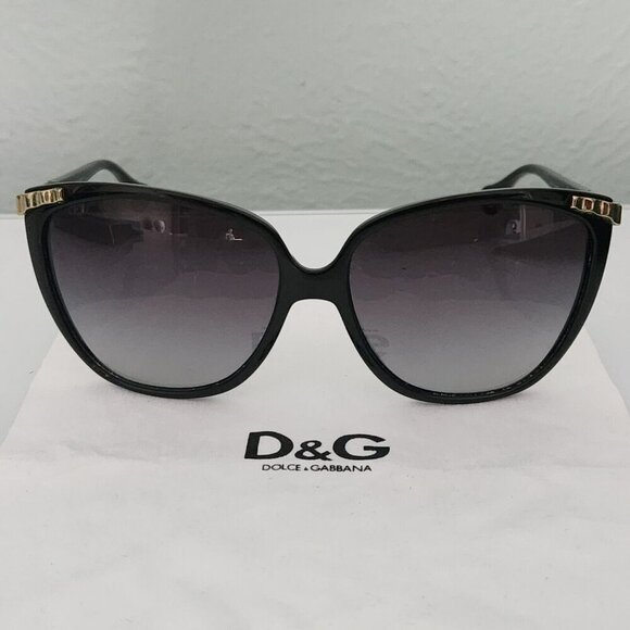Dolce & Gabbana Womens Sunglasses Black Frame Gradient Lens 58mm Case Box Italy - Picture 8 of 16